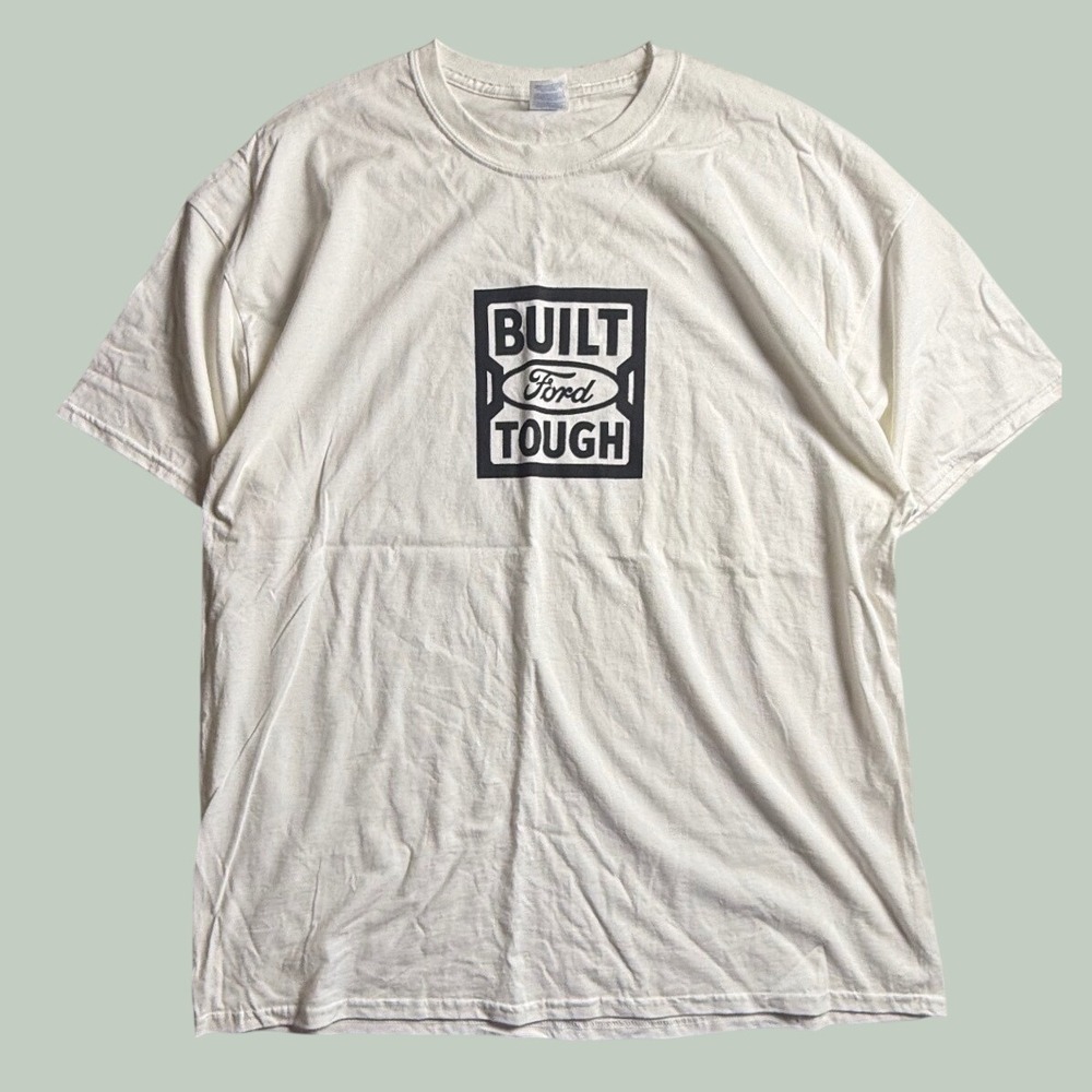 Port & Company Built Ford Tough Graphic T-Shirt Mens 2XL White Cotton Tee-2564